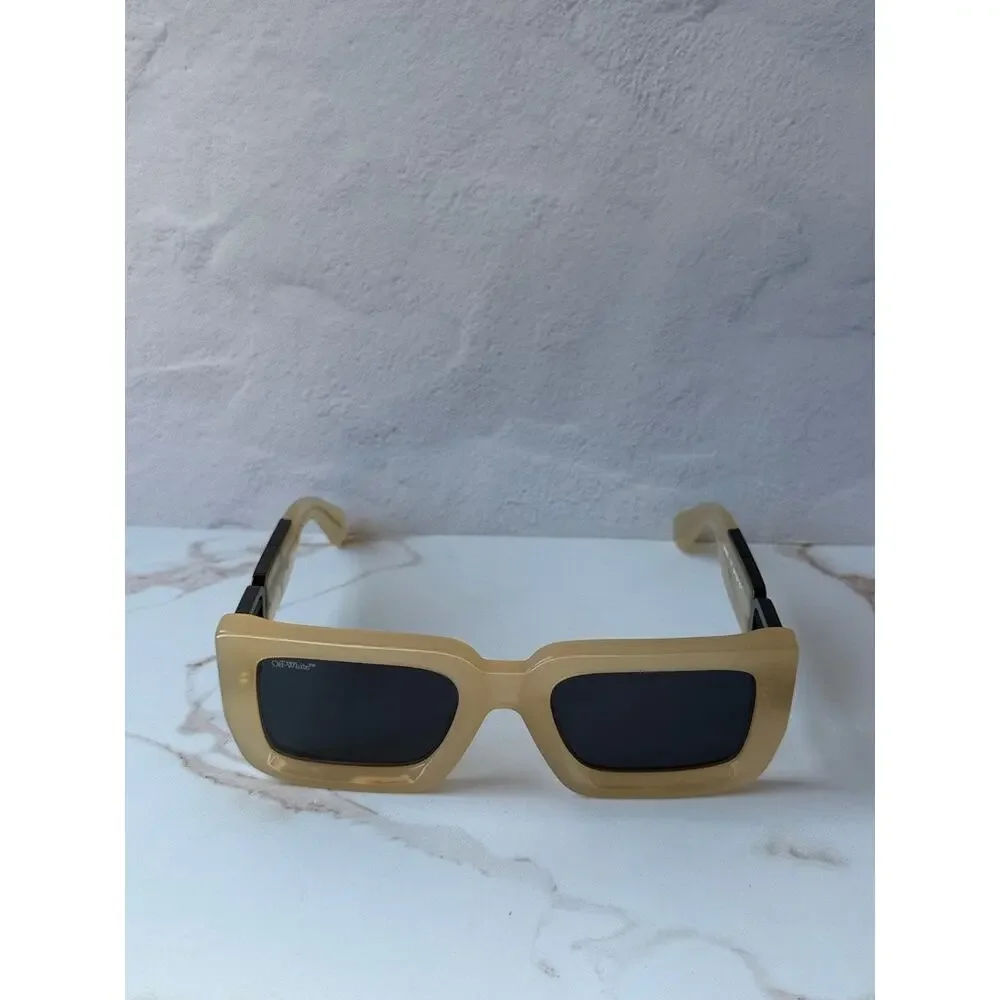 NEW Off White Boston Beige Square Unisex Sunglasses